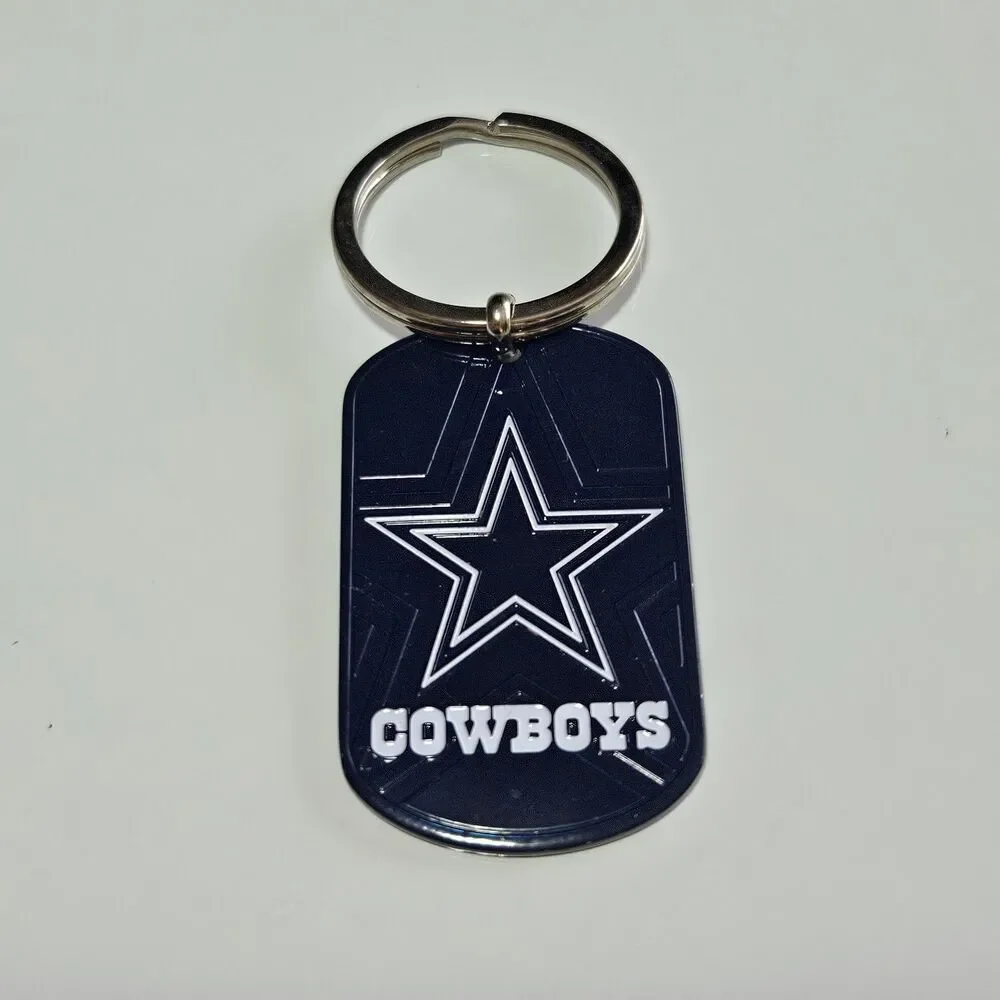 Dallas Cowboys NFL Football Keychain Backpack Pull Navy Blue Silver Tone